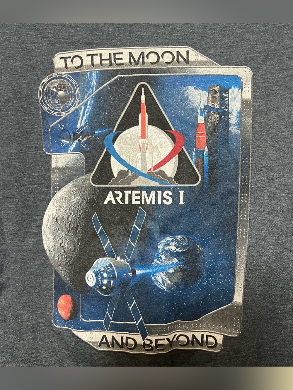 NASA Artemis I Youth Graphic T-Shirt To The Moon and Beyond Blue Tee